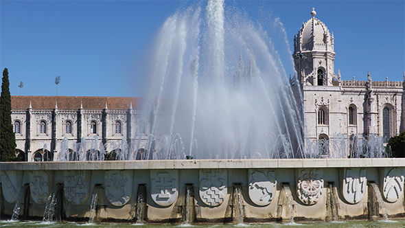 Fountain Named Luminosa in Belem District. Lisbon, Portugal