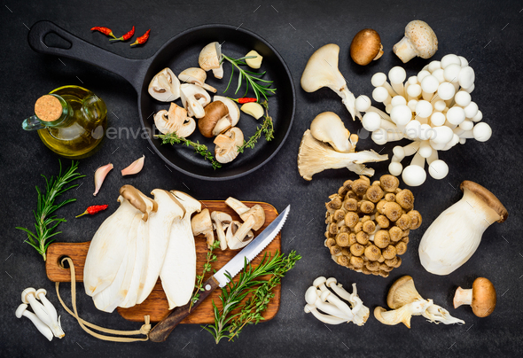 Cooking Edible Mushrooms Food - Stock Photo - Images