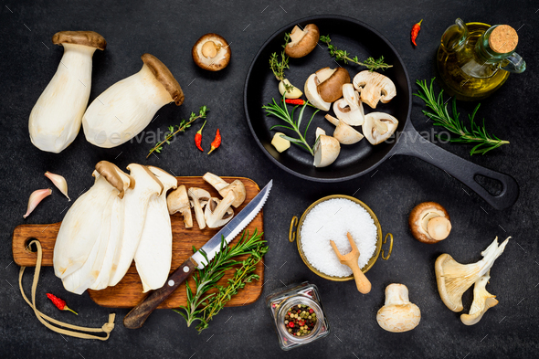 Cooking Eryngii Edible Mushrooms - Stock Photo - Images