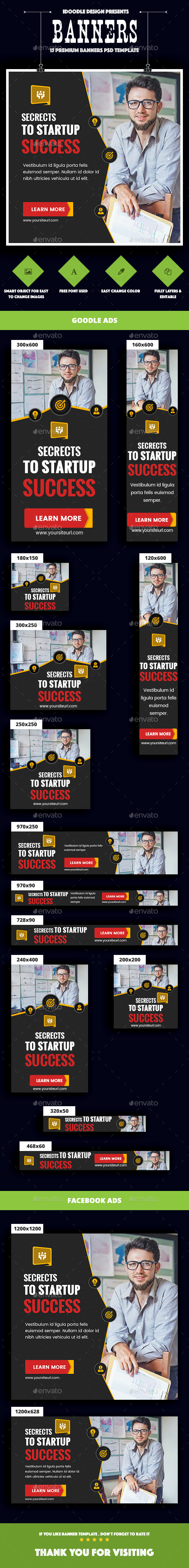Multipurpose, Business, Startup Banners Ads - Banners & Ads Web Elements