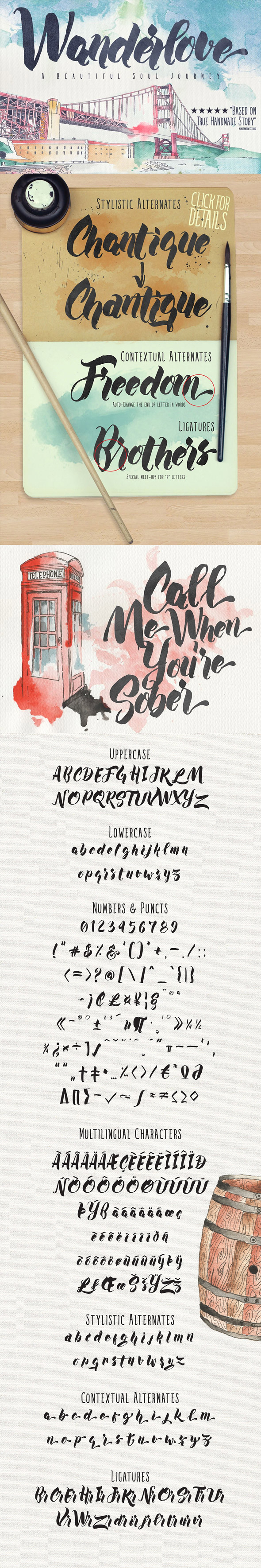 Wanderlove brush script font - Calligraphy Script