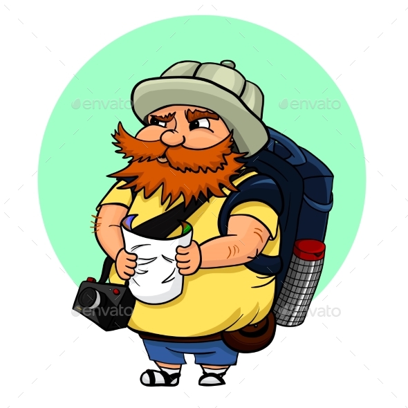 Tourist Man with Camera - People Characters