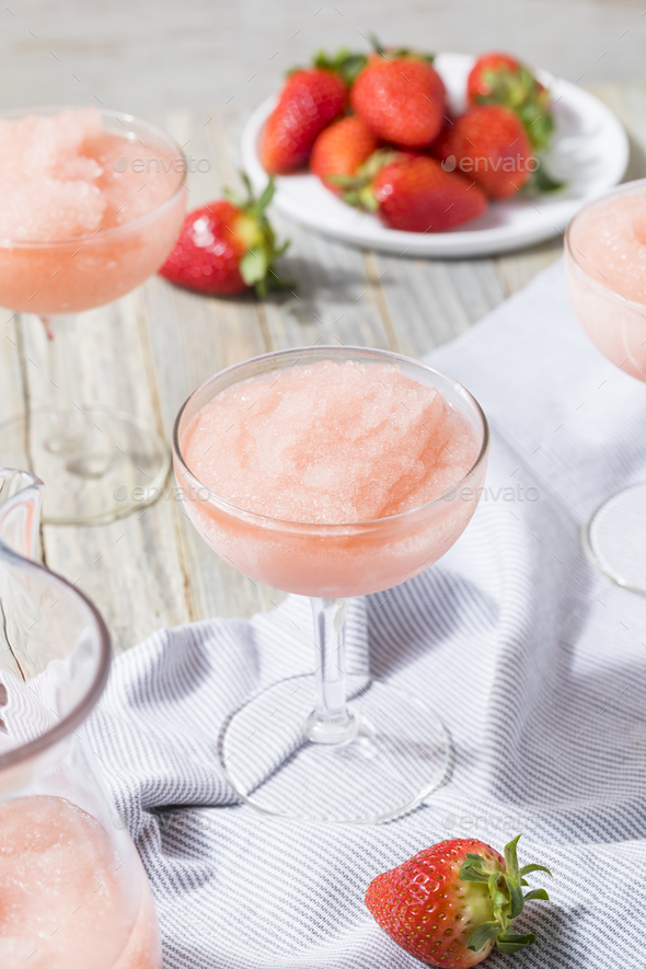 Cold Refreshing Frozen Rosé Wine Cocktail - Stock Photo - Images
