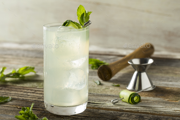 Refreshing Cucumber Gin Spritz Cocktail - Stock Photo - Images