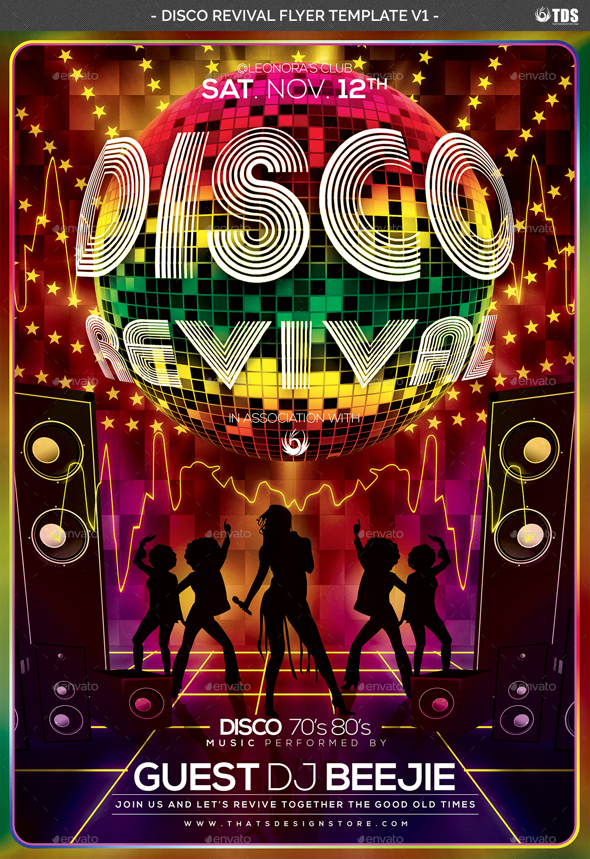 template 3 letters V1 Template Revival Disco by Flyer   lou606 GraphicRiver