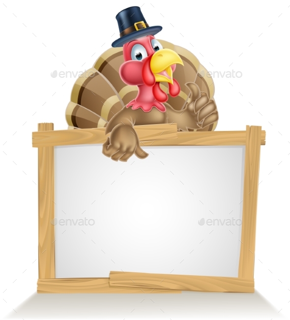 Thanksgiving Pilgrim Hat Turkey Sign