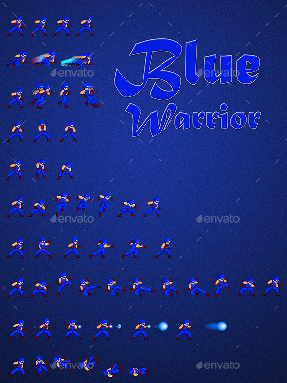 Blue Warrior - Sprites Game Assets