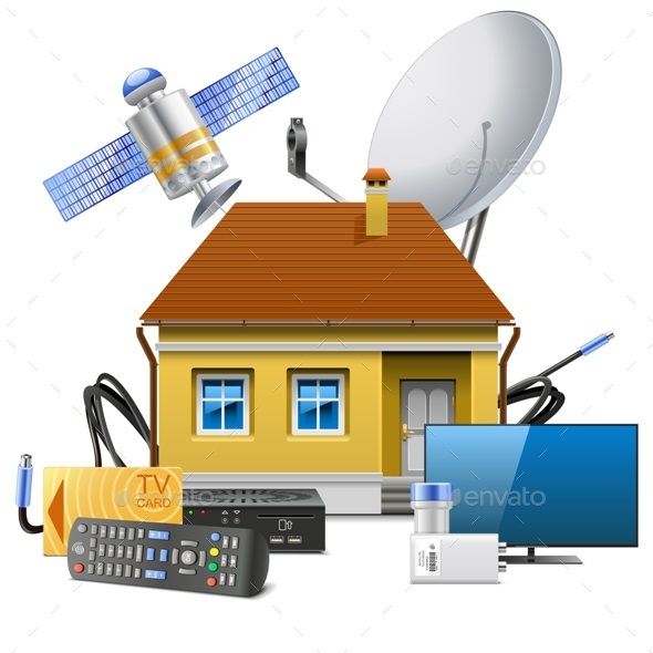 House with Satellite Equipment - Communications Technology