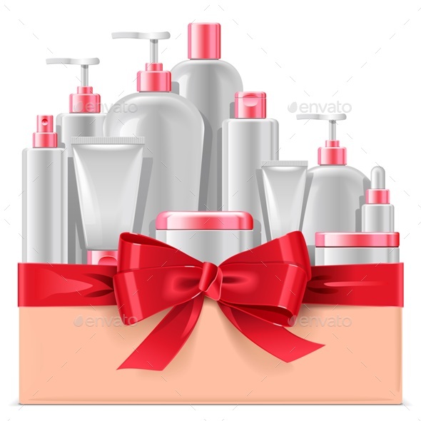 Cosmetic Packaging with Red Bow - Retail Commercial / Shopping