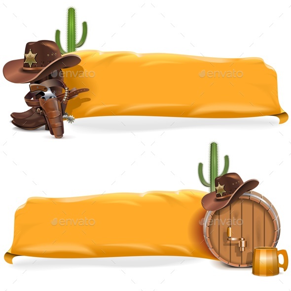 Cowboy Billboards with Yellow Flag - Travel Conceptual