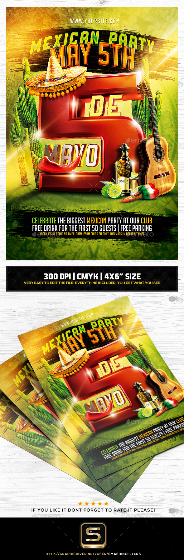 Cinco de Mayo Flyer template - Clubs & Parties Events
