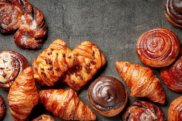 Various freshly baked pastries - Stock Photo - Images