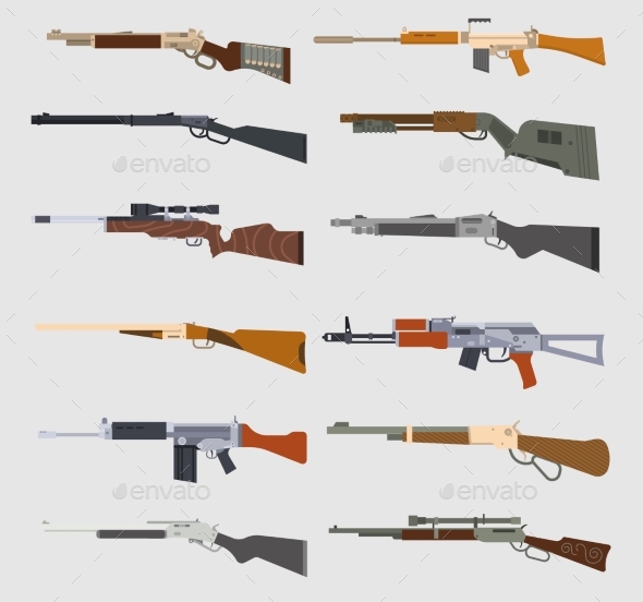Machine Guns Set - Man-made Objects Objects