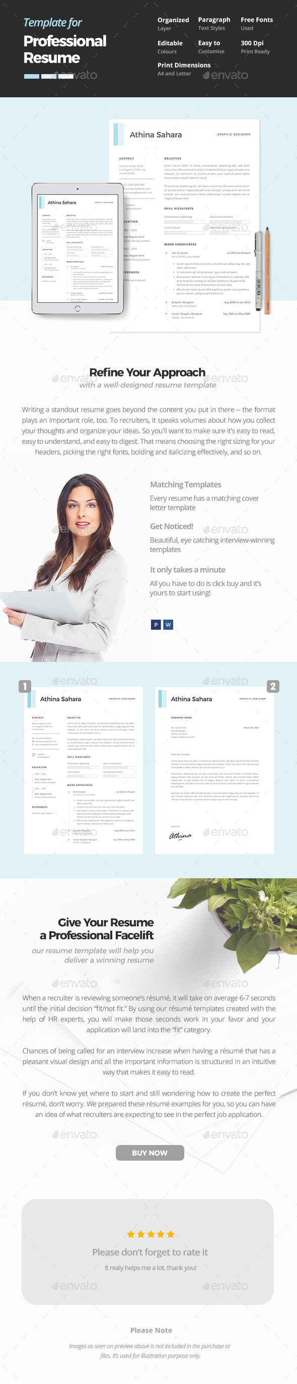 Clean and Professional Resume Template - Resumes Stationery