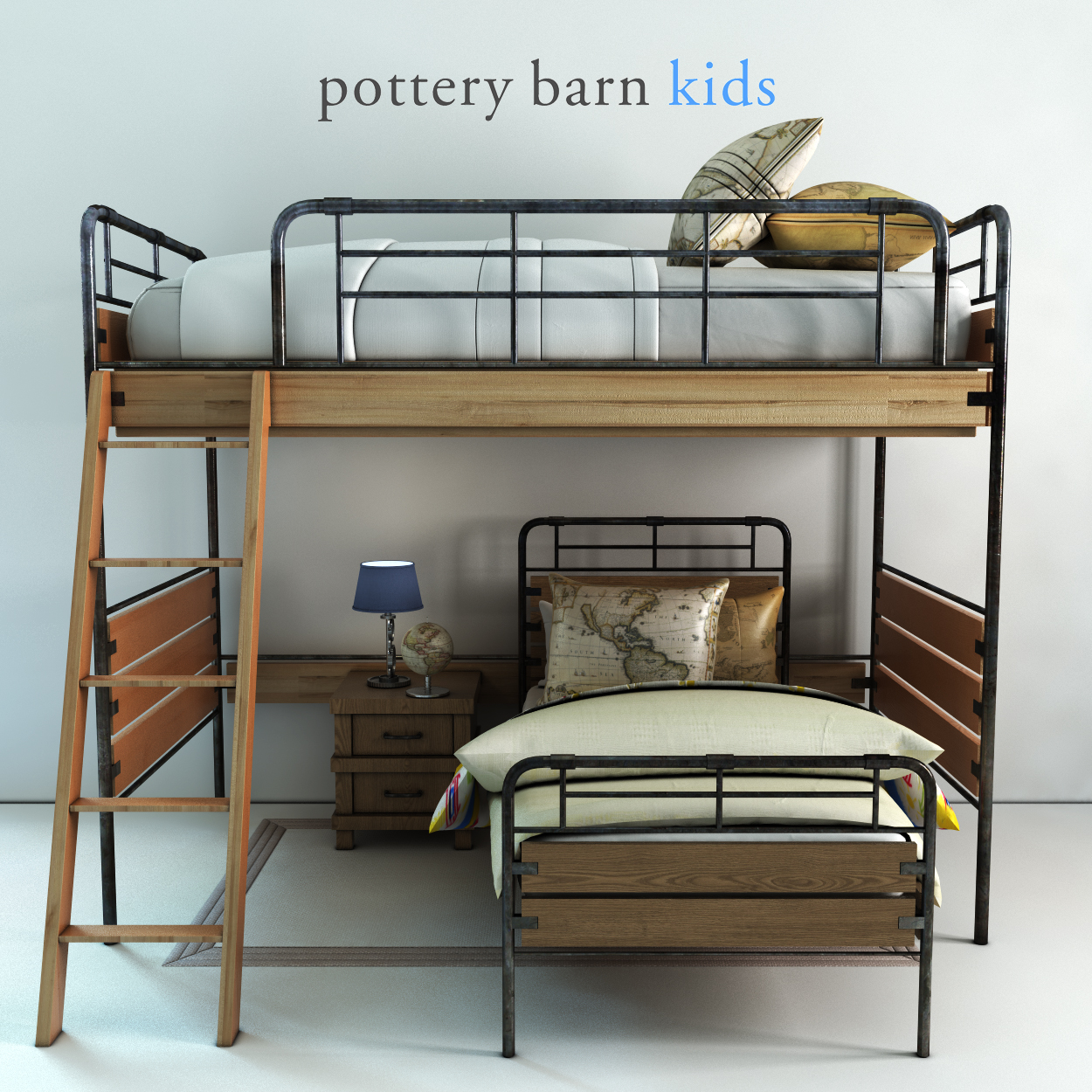 Pottery Barn Owen Twin Loft Lower Bed Set