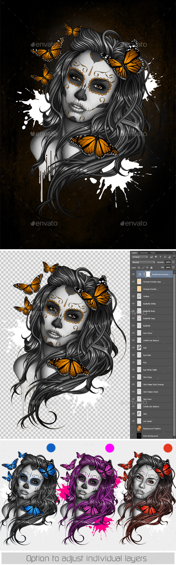 Sugar Skull Girl Tattoo - People Illustrations