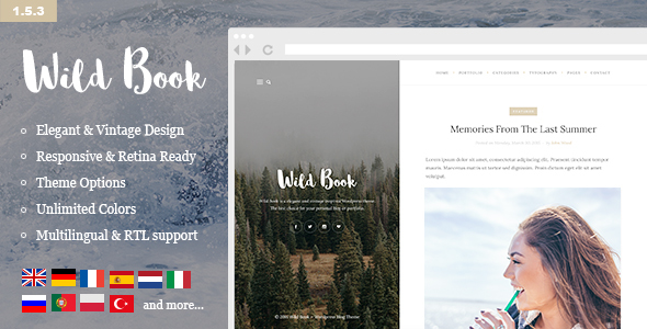 Wild Book - Vintage, Elegant & Summer WordPress Personal Blog Theme (Multilingual, RTL support) - Personal Blog / Magazine
