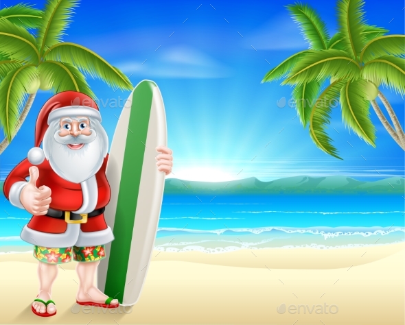 Tropical Beach Santa - Christmas Seasons/Holidays