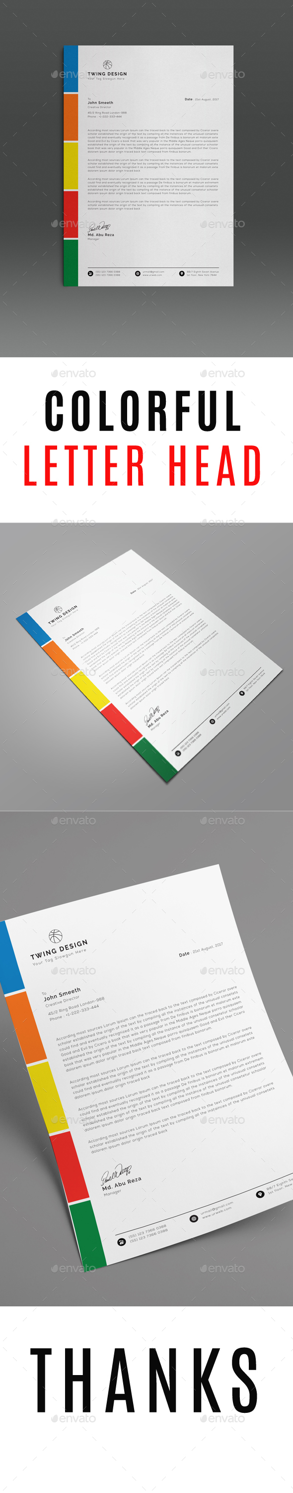 Colorful Letter Head - Stationery Print Templates