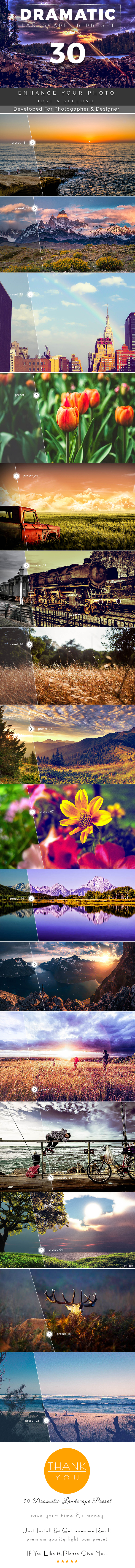 30 Dramatic Landscape Preset - Lightroom Presets Add-ons