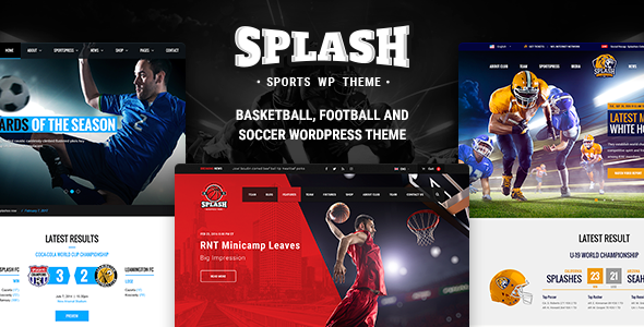 Splash - Sport WordPress Theme for Football, Soccer, Basketball, Baseball, Sport club - Charity Nonprofit