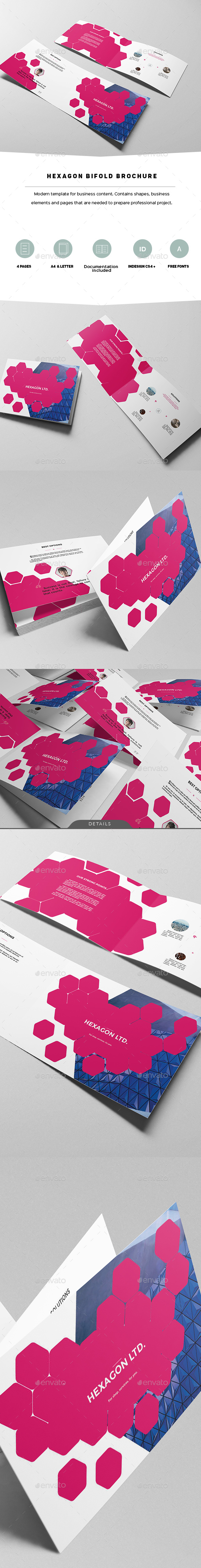 Hexagon Modern Bifold Brochure - Corporate Brochures