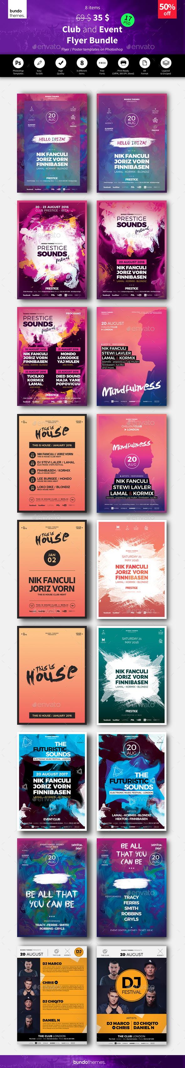 8 Club and Event Flyer Bundle - Events Flyers