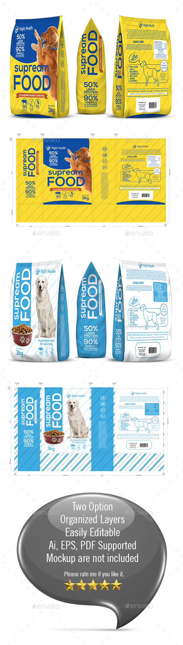 Dog Supplement Packaging Template-2 - Packaging Print Templates