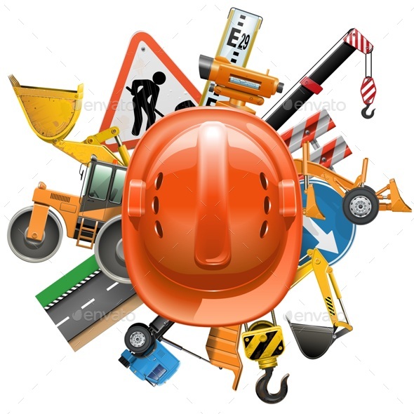 Road Construction Concept with Helmet - Industries Business