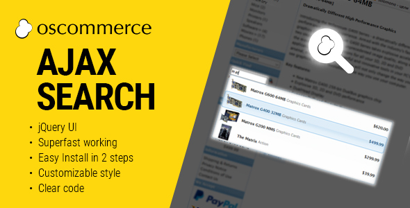 Ajax Search Autocomplete for osCommerce