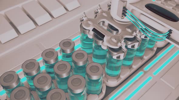 Automatic Factory Machine for Filling Vials with Vaccine and Medicines 3D