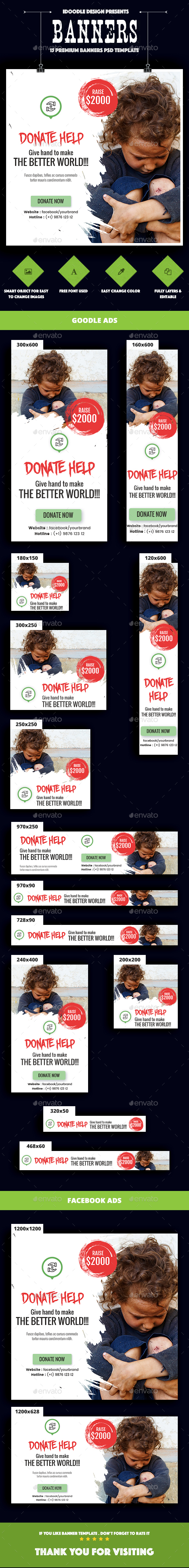 Nonprofit - NGO, Charity/Fundraising Banner Ads - Banners & Ads Web Elements