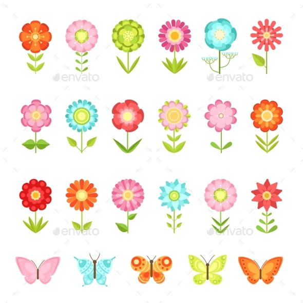 Funny Butterfly on Flowers in Garden - Organic Objects Objects