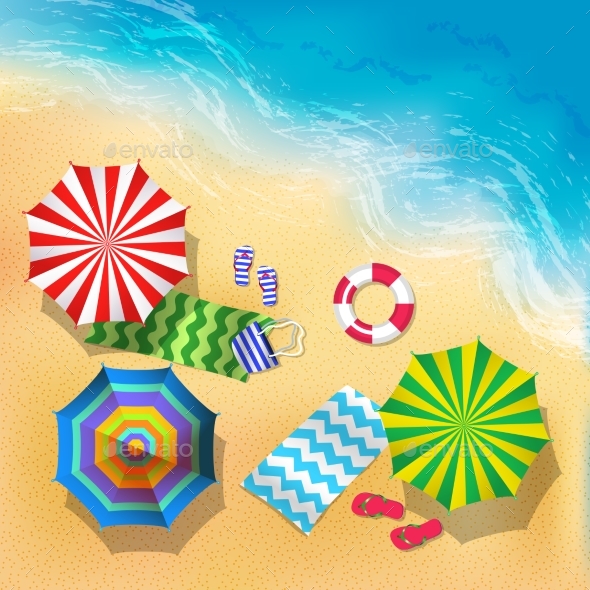 Top View Vector Illustration of Beach, Sand - Miscellaneous Vectors