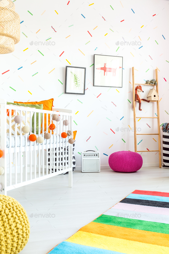 Child bedroom with cot - Stock Photo - Images