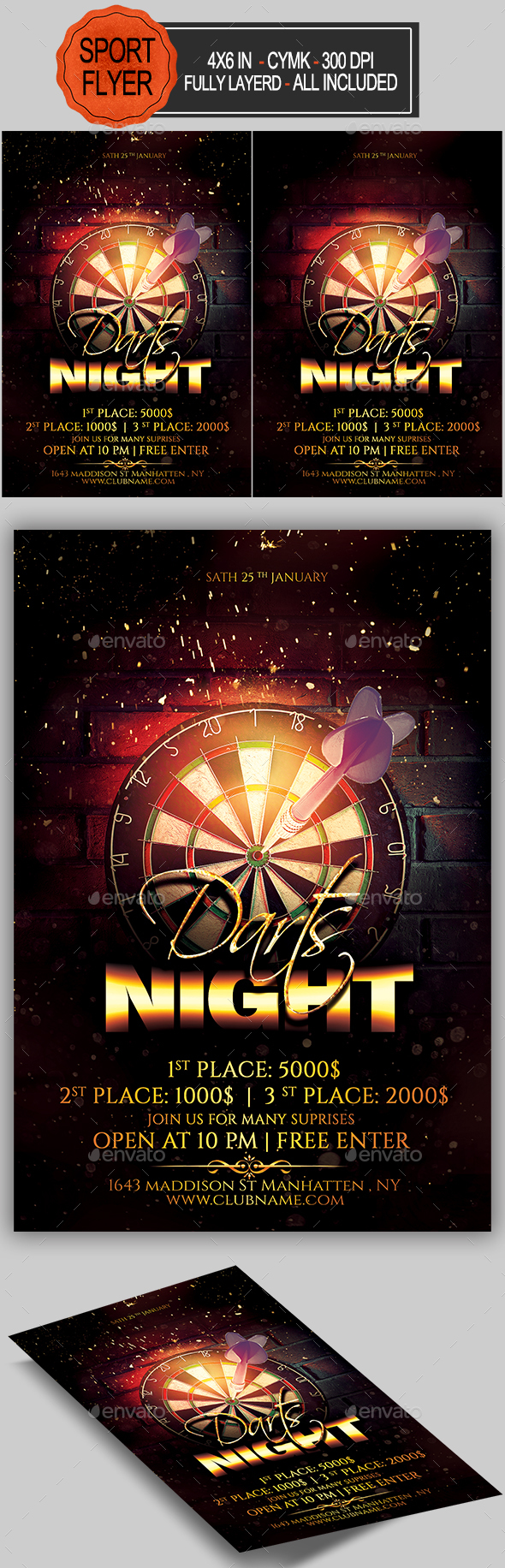 Darts Flyer - Sports Events