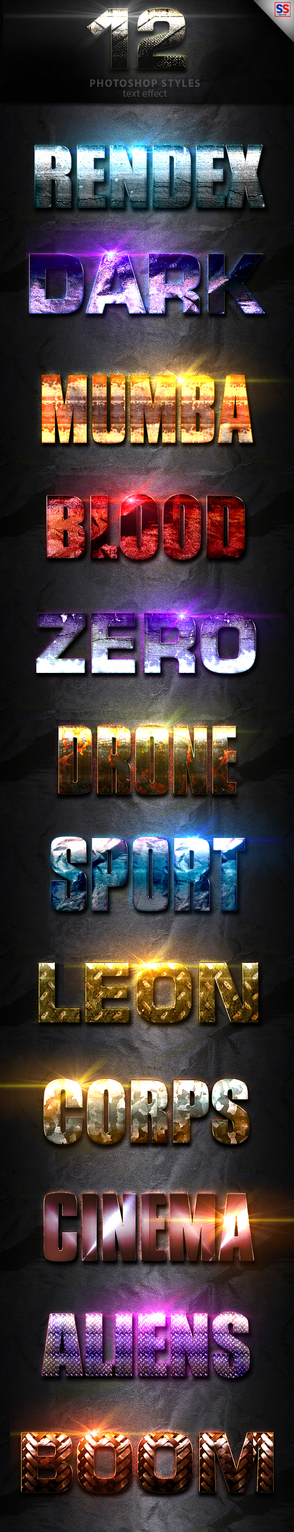 12 Light Photoshop Text Effect Vol 3 - Text Effects Styles