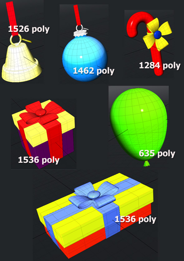 3D Christmas Decorations - 3Docean 74989