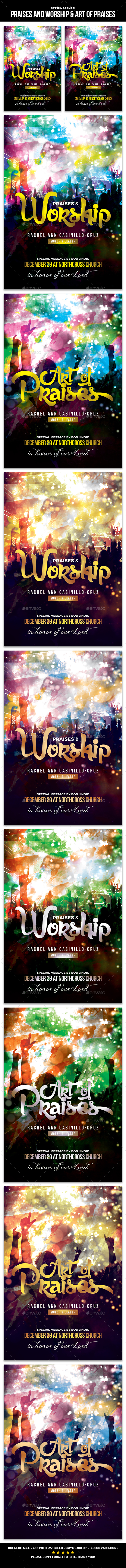 Praises and Worship & Art of Praises Church Flyer - Church Flyers