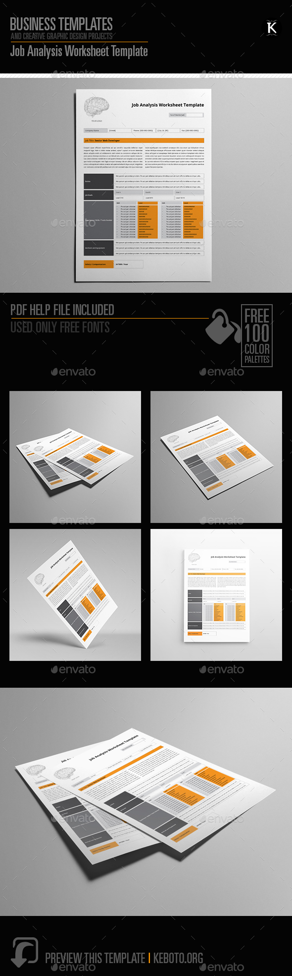 Job Analysis Worksheet Template by Keboto | GraphicRiver