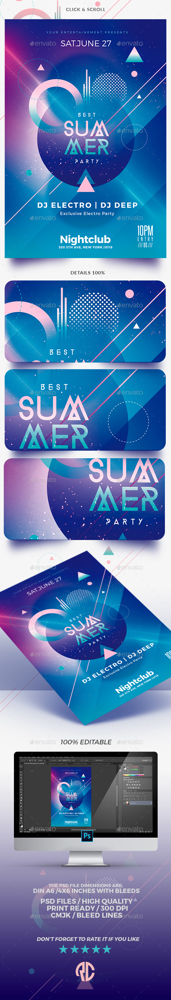 Electro Summer | Psd Flyer Template - Clubs & Parties Events