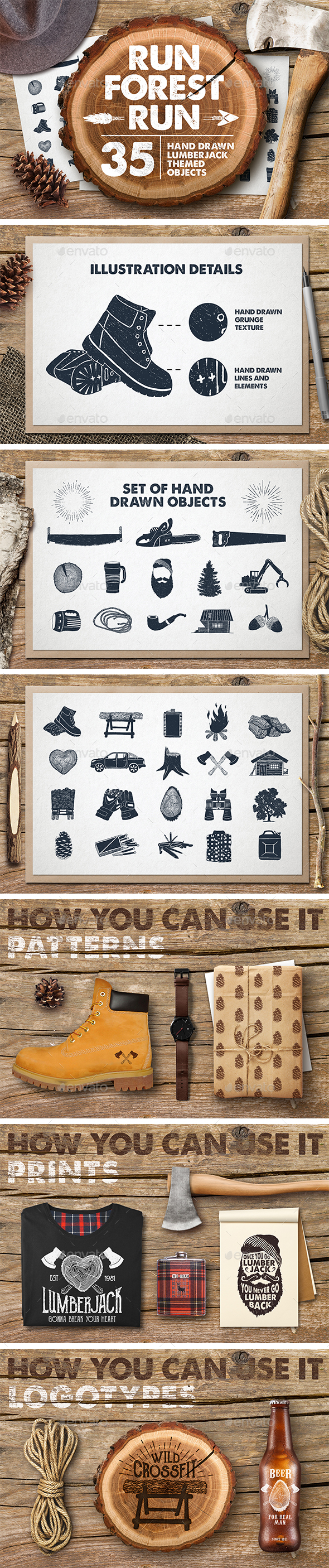 Run, Forest, Run 35 Hand Drawn Objects - Man-made Objects Objects