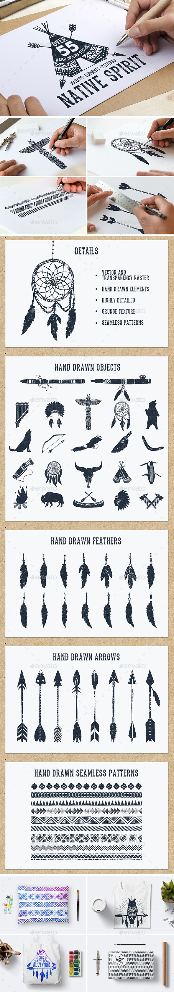 Native Spirit. 55 Hand Drawn Objects - Decorative Symbols Decorative