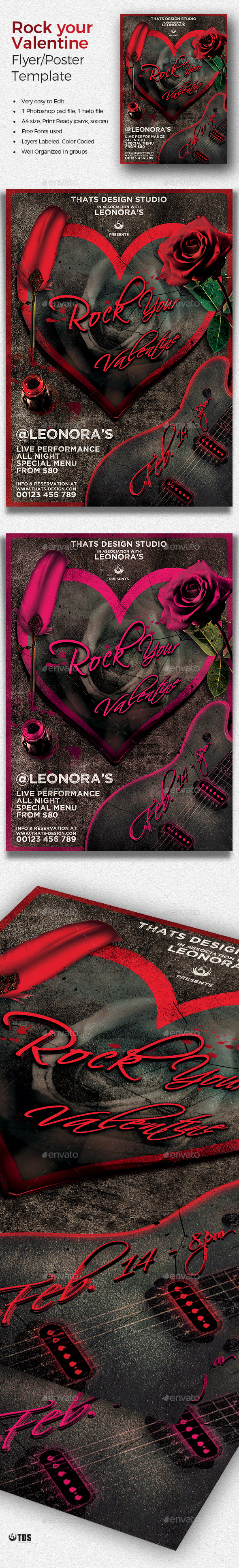 Rock Your Valentine Flyer Template - Concerts Events