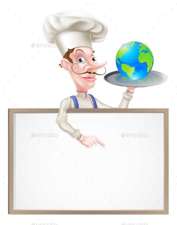 World Globe Chef Sign - Miscellaneous Vectors