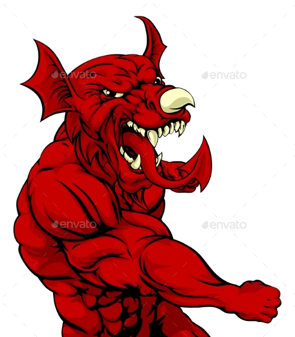 Welsh Dragon Punching - Animals Characters