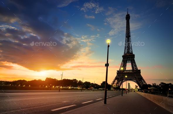 Cloudy sunrise in Paris - Stock Photo - Images