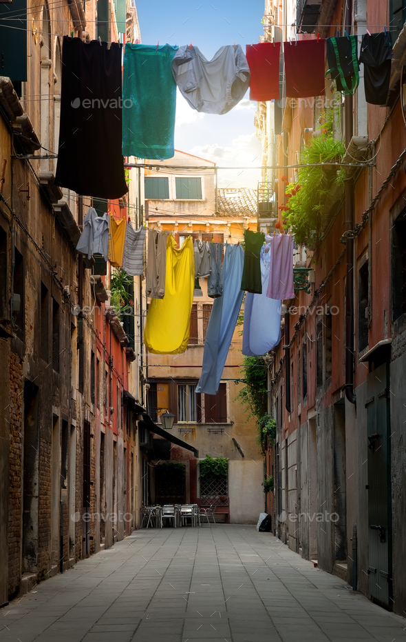 Drying clothes on the street Stock Photo by Givaga | PhotoDune