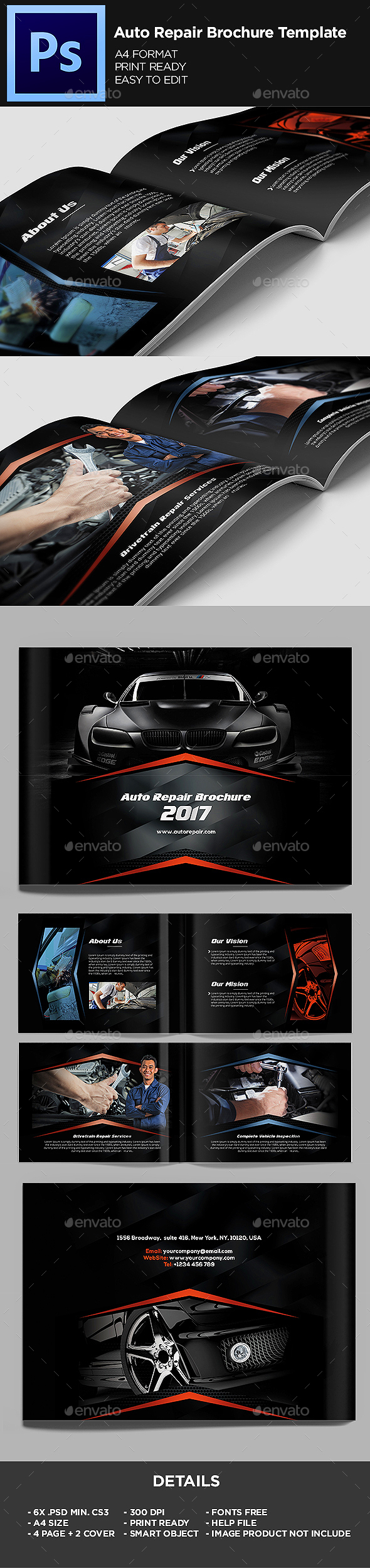 Auto Repair - Brochure Template - Brochures Print Templates