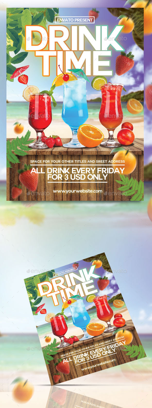 Drink Time Flyer Template - Clubs & Parties Events
